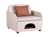 Artiss Armchair PU Leather Pet Accent Lounge Chair Cushion Beige UPHO-J-ARM-PU-BG
