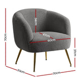 Artiss Armchair Lounge Chair Accent Chairs Arm Armchairs Sherpa Boucle Charcoal UPHO-C-ARM-6020-CH