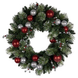 Christabelle 61cm Christmas Wreath with LED Lights Baubles Berries Red Silver Front Door Decora 112_SENJB61