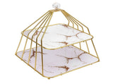 Cupcake Stand Elegant 2 Tier Iron Dessert Stand with Ceramic Serving Trays for Fruits Cakes Snacks V1294-YM0901-3118250199611