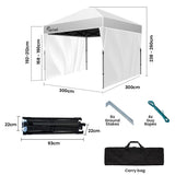 RED TRACK 3x3m Ultra Compact Folding Gazebo, Walls, Carry bag, Portable Outdoor Popup Marquee for V219-OTDGZBRT3WWA