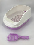 YES4PETS Large Portable Cat Toilet Litter Box Tray with Scoop and Grid Tray Purple V278-MSP-004-PURPLE-W-ZW-0001