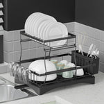 Cefito Dish Rack Expandable Drying Drainer Cutlery Holder Tray Kitchen 2 Tiers DR-D-03-BK