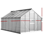 Green Fingers Greenhouse 3.6x2.5x1.95M Aluminium Polycarbonate Green House Garden Shed GH-ALU-C-362X250-AB