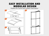 Window Door Awning Canopy 40" x 40", UPF 50 Polycarbonate Entry Door Outdoor Window Awning V952-MCZYPYCZS4040A515V0