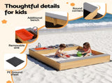 Keezi Wooden Sandpit Sand Pit Outdoor Kids Toy Box Mud Kitchen Sink Storage Bench SAND-SQUARE-SINK-146
