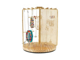 3 in 1 Jewelry Stand Display Multi Tiers Wooden Swivel Base Jewelry Display Holder for Necklace Gold V1294-YM0715-220531XY01