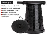 Black Portable Outdoor Telescopic Folding Stool with 100 Weight-Bearing Buckles, Lightweight and V888-ELOSUNG17172