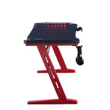 Gaming Desk with LED Lights Computer Desk Z Shaped Desk - Black V957-RLX39671014K
