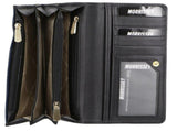 Morrissey Italian Structured Leather Flap Over Ladies Wallet - Black V563-MO-3034-BLK