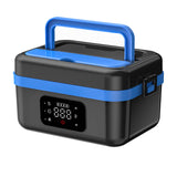 1L Black-Blue Cordless Waterless Heated Lunch Box - Portable 304 Stainless Steel Bento Box for V888-ELOSUNG42334