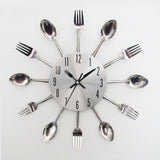 3D Removable Modern Creative Cutlery Kitchen Spoon Fork Wall Clock Mirror Wall Decal Wall Sticker V1369-AZ3-W-04409
