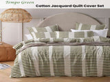 Vintage Design Homewares Tempo Green Cotton Jacquard Quilt Cover Set King V442-HIN-QUILTCS-TEMPO-GREEN-KI