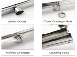 304 Stainless Steel 600mm Tile Insert Linear Shower Grate Floor Drain 50mm Waste V1233-LGTI01600D68