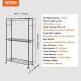 VEVOR Heavy Duty Clothes Rack, Rolling Clothing Garment Rack with 3 Storage Tiers, 2 Rods and 2 V952-JYKCYJ3848123WVQNV0