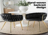 1 Set of 4 Artiss Dining Chairs Velvet Armchair Black UPHO-C-DIN-01-VEL-BKX4