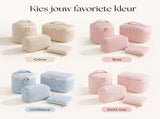 4 Pack Corduroy Cosmetic Bag Set for Women, Portable Travel Toiletry Makeup Bag with Zipper and V1237-ZY-917-184