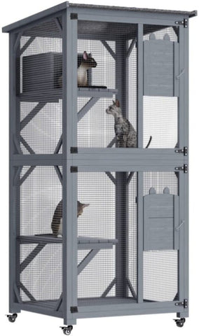 YES4PETS 173cm Pet Cat Bird Shelter Condo with Escape Door Wooden Kitten Cage House V278-CH449