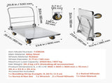 Platform Truck, 907.18 kg Capacity, Heavy Duty Steel Flatbed Cart with Swivel Wheels and Handle, V952-ZDPBC2000LBSULEYG001V0