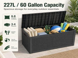 60 Gallon Outdoor Storage Deck Box, 227L Resin Patio Storage Box with Lockable Lid, Waterproof-Look V1338-WAK0074