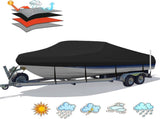 Trailerable Boat Cover 600DHeavy Duty Waterproof Tarp with Storage Bag, Designed for V-Hull, Fish V1197-17-20FTSILVER