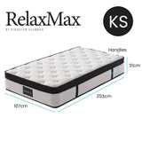 KINGSTON SLUMBER RelaxMax 31cm King Single Mattress, Medium, Euro Top, 5-Zone, Pocket Spring, V219-BEDMATKSST2A