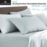 Logan and Mason Soft Brushed Cotton Flannelette Sheet Set Surf 40cm Wall Queen V442-LED-SHEETS-COTTONFLANNEL-SURF-QS