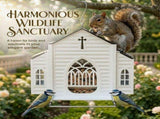 Church-Shaped Metal Bird Feeder with Solar Light, Hanging Outdoor Feeder with Weatherproof Design, V1366-AZ2-W-27013