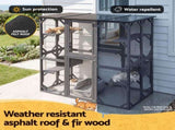 i.Pet Cat House 181cm Outdoor Catio Enclosure Walk-In Large Rabbit Hutch Grey PET-CH-180X180-GR-ABC