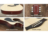 Alpha 41 Inch Acoustic Guitar Equaliser Electric Output Cutaway w/ Stand Wood GUITAR-D-41-EQ-NAT-CAPO