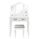 Artiss Dressing Table Stool Set Foldable Mirror White DRESS-C-3MIR-4D-WH