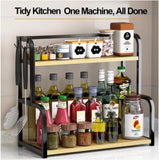 CARLA HOME 2-Tier Wooden Kitchen Countertop Spice Rack for Storage of Condiments, Oils, Jars & V178-36219