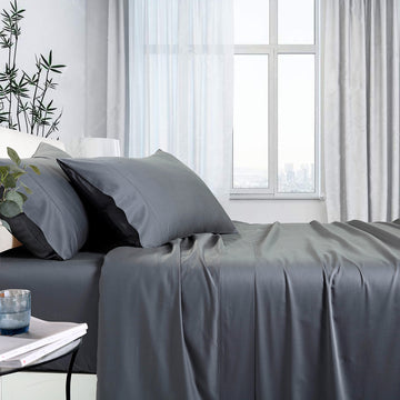 1000tc bamboo cotton sheet set mega king charcoal V517-BCSS1000-MKCHA