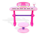Keezi Kids Piano Keyboard 37 Keys Electronic Musical Instrument Set w/ Stool Microphone KPK-37-PK