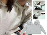Funny Couple Hooded Sweatshirt, Unisex Casual Long Sleeve Pullover Loose Fit Top For Two People V1369-AZ3-W-21871