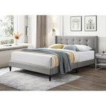 Delilah Queen Bed Tufted Button Headboard Fabric Upholstered - Light Grey V315-VOB-DELI-02