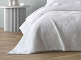 Bianca Cassiano White Polyester Jacquard Coverlet Set Super King V442-BCA-COVERLETS-CASSIANO-WHITE-SK
