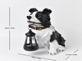Solar Dog Garden Statue with Lantern Waterproof Resin Puppy Ornament for Outdoor Patio Pathway V888-ELOSUNG43357