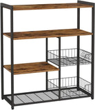 Baker's Rack with 2 Metal Mesh Baskets, Shelves and Hooks, 80 x 35 x 95 cm, Industrial Style, Rustic V178-11468