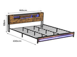 Levede King Bed Frame Storage Headboard Industrial BF1066-K