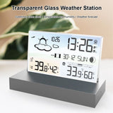 Weather Station Wireless Indoor Outdoor with Sensors Transparent Glass Color Display Digital Weather V1294-YM0901-HS7039