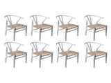 Levede 8x Dining Chairs Wooden Hans White CH1041-2-WHX4
