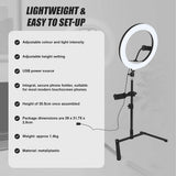12 Inch LED Video Ring Light with Tabletop Light Stand and Phone Holder Black V63-838531