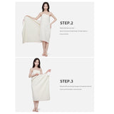 Champagne Wearable Waffle Bath Towel Set with Adjustable Straps - 70x150cm Quick Dry Wrap Dress and V888-ELOSUNG56313-1