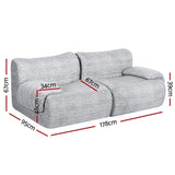 Artiss 2 Seater Sofa Modular Sectional Sofas Couch Bed No Assembly Living Room Grey SB-COMP-FAB-GY-AB