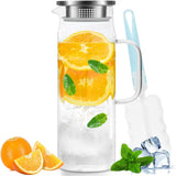 Water Carafe, Glass Pitcher, Glass Jug With Lid And Handle-1.5 Liters V1188-MS-227-1678