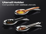 Gourmet Easy Break Proof Spoon Rest, Stainless Steel Spoon Holder, Spoon Rest for Stove Top V1376-SPOONR