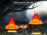 LED Halloween Jack-o'-Lantern Flame Effect Lamp with Dancing Silk Fabric Flame, Rechargeable V1341-ZY-HDWH5XQB-BLACK-ORANGEFLAME