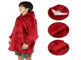 Hooded Blanket Fleece Flannel Hoodie Warm Clothes with Pocket Oversized Free SizeRed V1294-YM0901-3117200157811