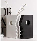 Ceramic Set of 2 Modern Black and White Vases for Home Decor V178-35882